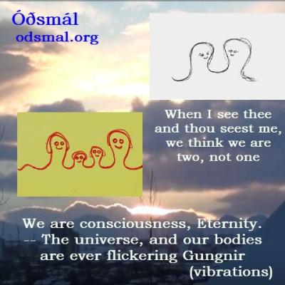 We are consciousness, Eternity. - The universe, and our bodies are ever flickering Gungnir