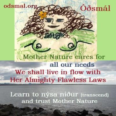 Mother Nature cares for all our needs. We shall live in flow with Her Almighty Flawless Laws. Learn to nýsa nður and trust Mother Nature