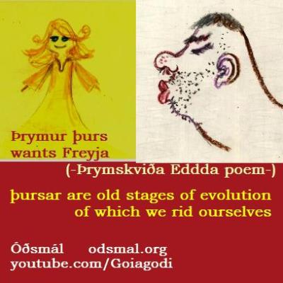 Þrymur þurs wants Freyja. Þursar are old stages of evolution of which we rid ourselves