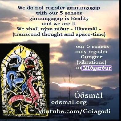 We do not register ginnungagap with our 5 senses. Our five senses only register Gungnir (vibrations) in Miðgarður
